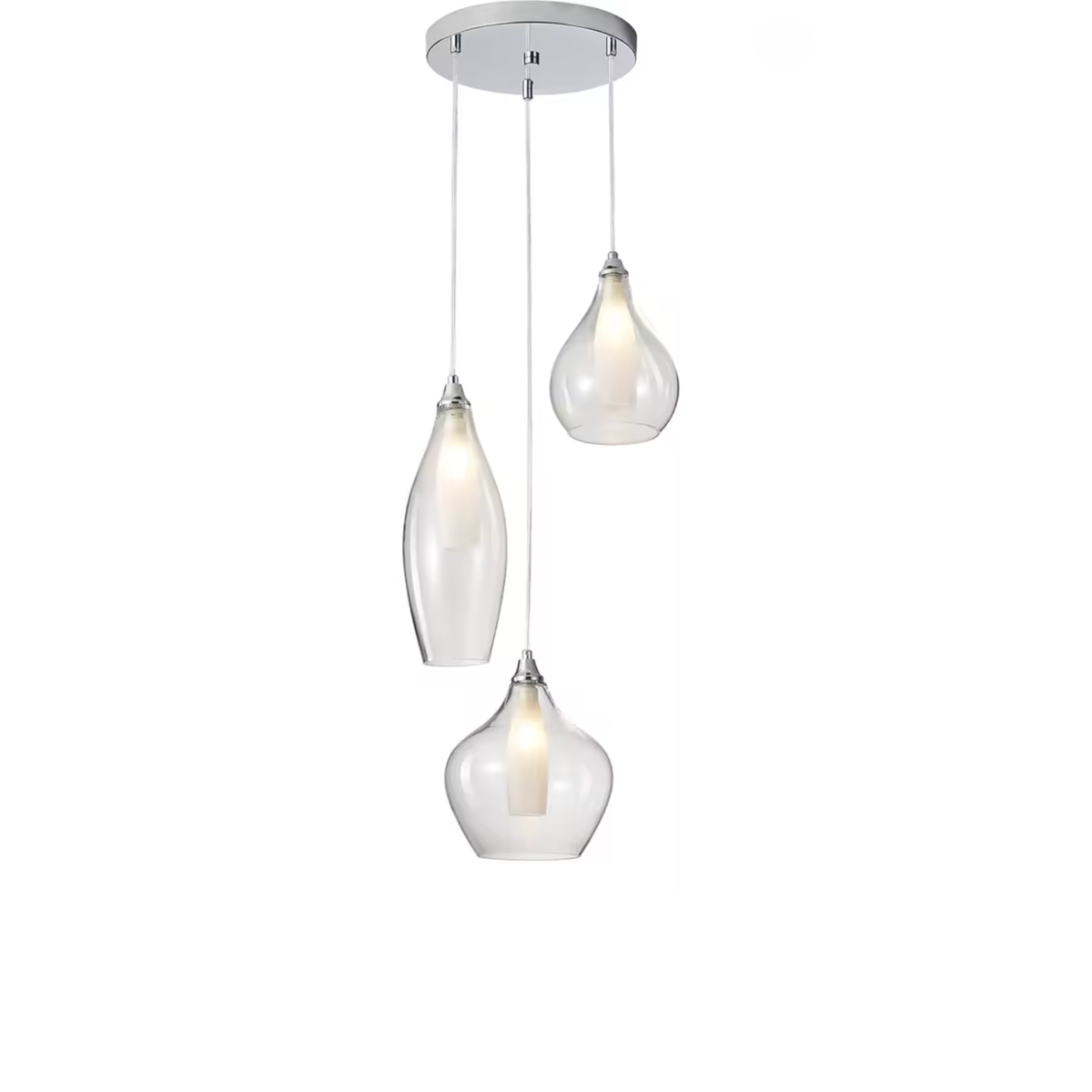 Chrome & Smoked Glass 3-Light Cluster Pendant | G9 LED Included
