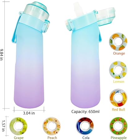 Air Water Bottle,650ML Scent Water Cup with 7 Flavour Pods,Leak Proof Sports Water Cup with Straw Suitable for Outdoor Sports