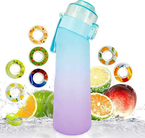 Air Water Bottle,650ML Scent Water Cup with 7 Flavour Pods,Leak Proof Sports Water Cup with Straw Suitable for Outdoor Sports