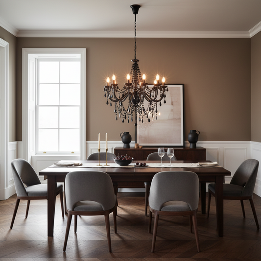 Black Beaded Crystal Chandelier 12-Light | E14 Dimmable