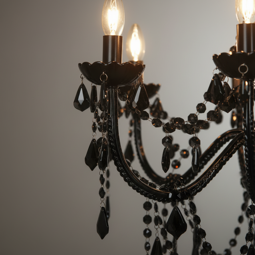 Black Beaded Crystal Chandelier 12-Light | E14 Dimmable