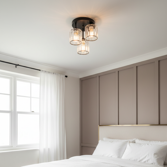 Black K9 Crystal Ceiling Light 3-Light | E27