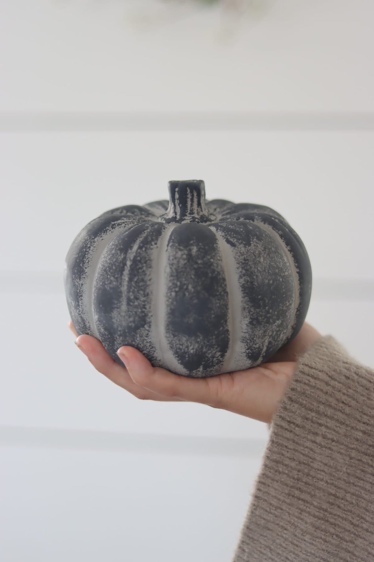 Black Stone Resin Pumpkin - Large