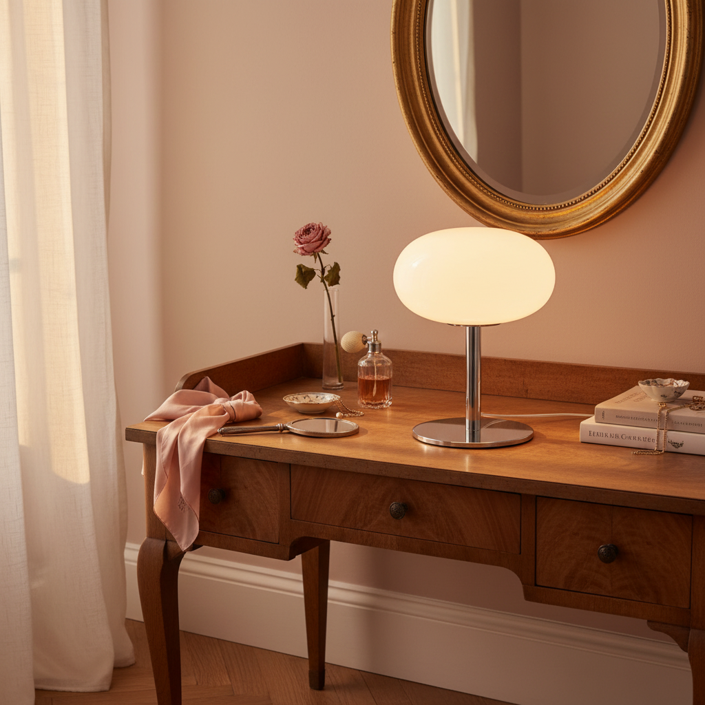 Milk Glass Egg Bedside Lamp 28cm | 3-Colour Dimmable
