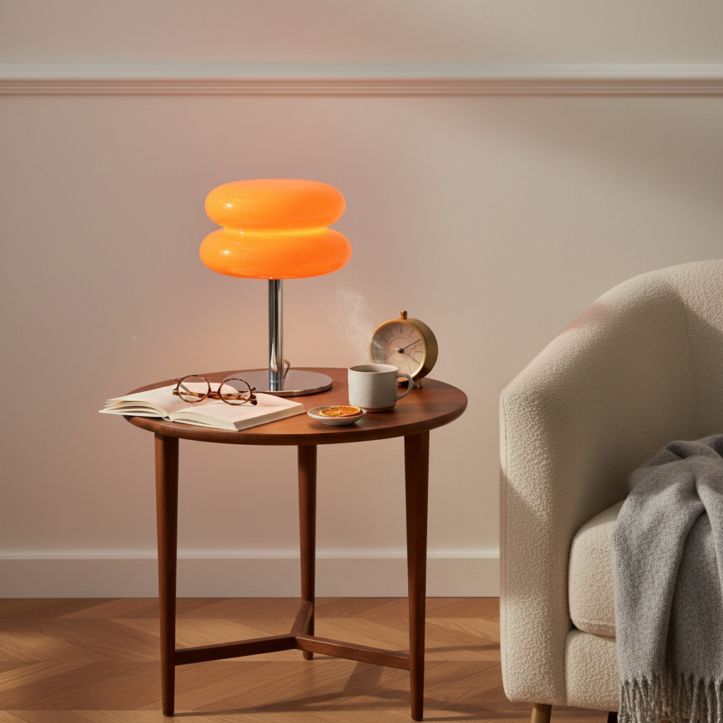 Orange Stacked Glass Bedside Lamp 28cm | 3-Colour Dimmable