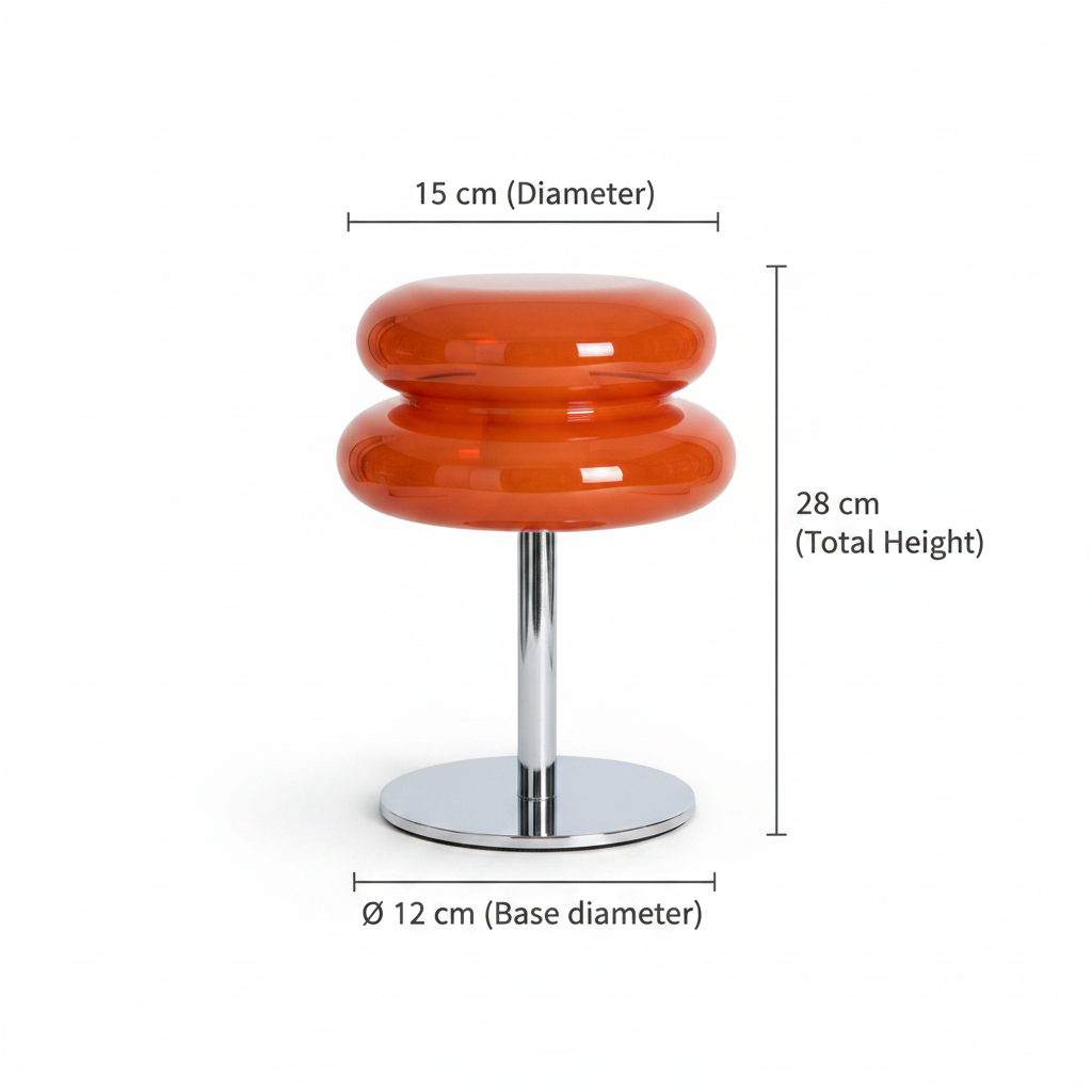 Orange Stacked Glass Bedside Lamp 28cm | 3-Colour Dimmable