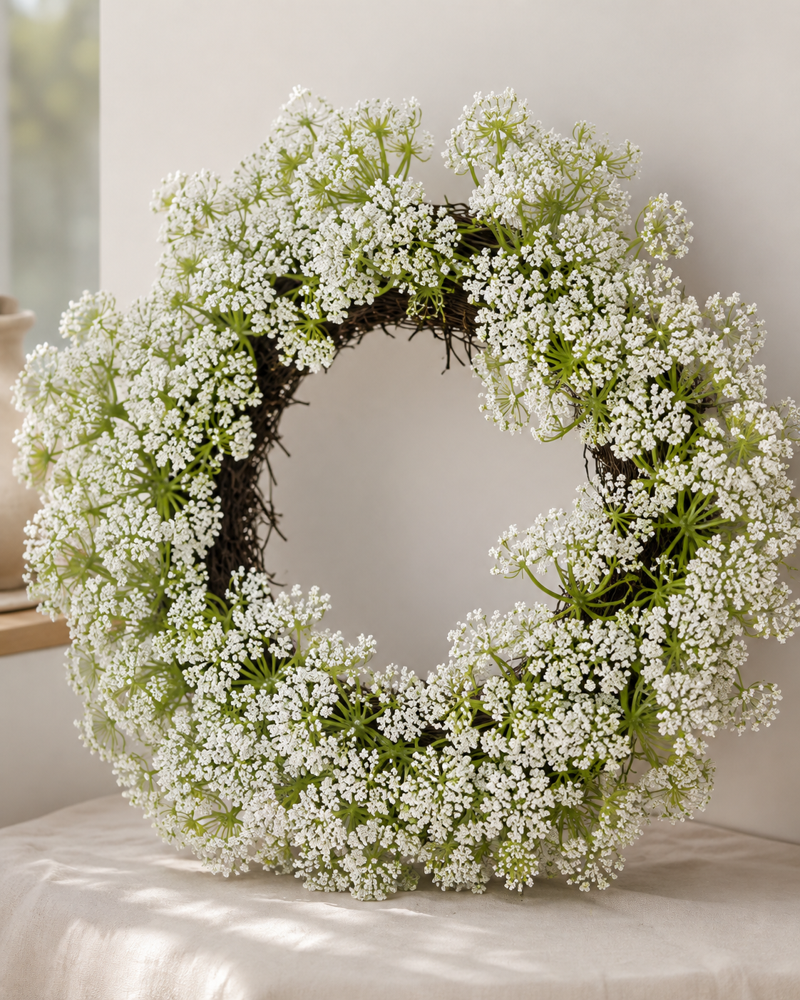 Queen Annes Lace Wreath - White