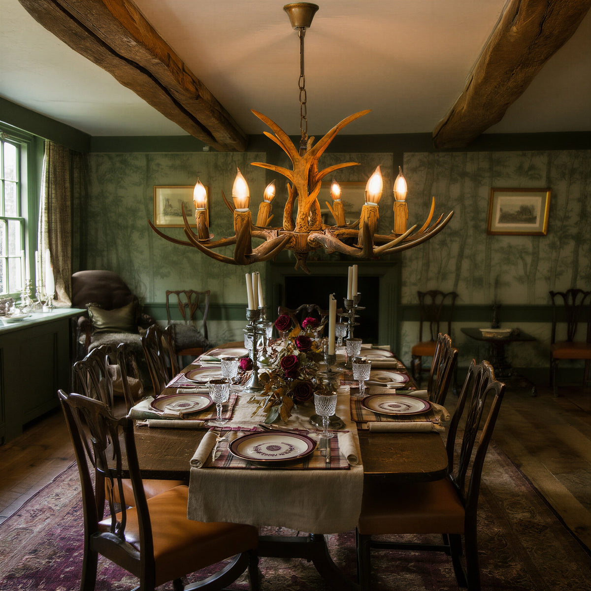 Rustic Antler Chandelier 6-Light | E14 Bulbs Included