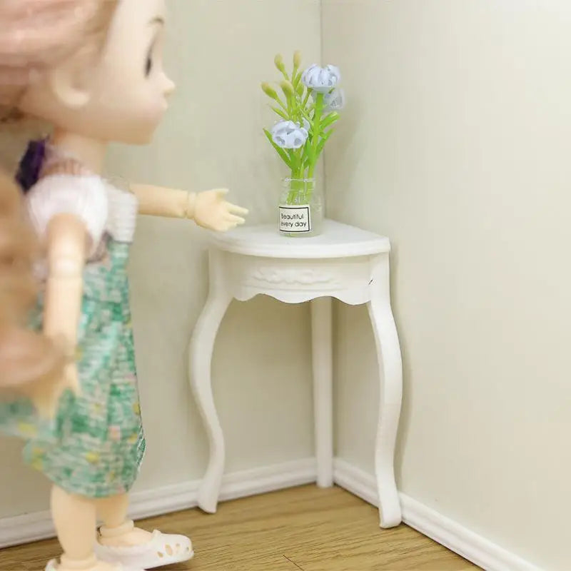 1Pcs Doll House Accessories 1:12 Dollhouse Miniature Retro Small Edge Several Mini Tea Table Furniture Home Model Decor Toy