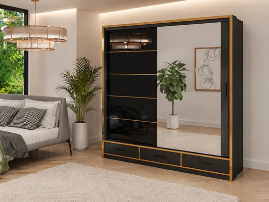 Florence High Gloss Sliding Door LED Wardrobe