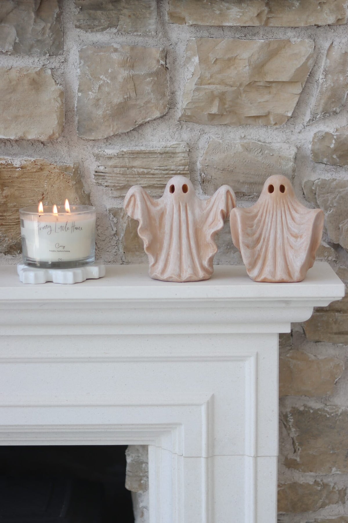 Set of 2 LED Spooky Ghosts – Terracotta