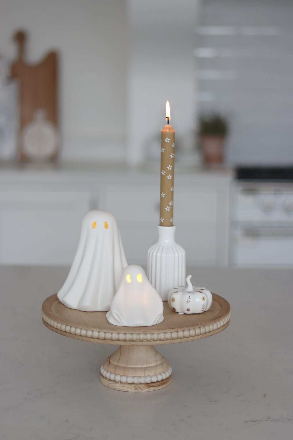 Set of 2 LED Ceramic Ghosts