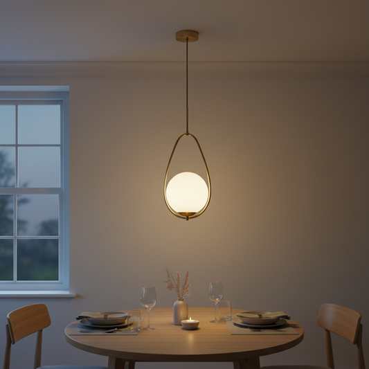 Gold Opal Glass Globe Pendant Light | Dimmable LED
