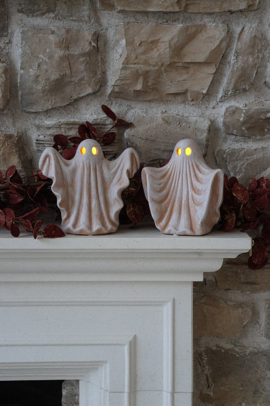 Set of 2 LED Spooky Ghosts – Terracotta