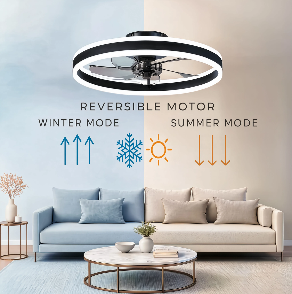 50cm Smart LED Ceiling Light Fan Remote & App | 6 Speeds