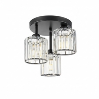 Black K9 Crystal Ceiling Light 3-Light | E27