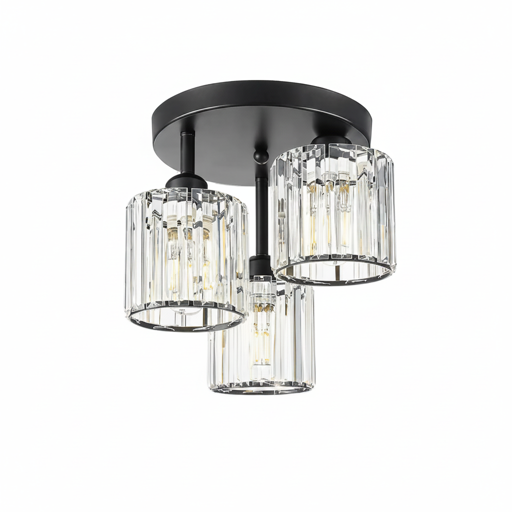 Black K9 Crystal Ceiling Light 3-Light | E27