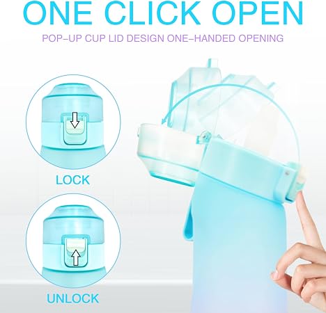 Air Water Bottle,650ML Scent Water Cup with 7 Flavour Pods,Leak Proof Sports Water Cup with Straw Suitable for Outdoor Sports