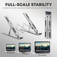Extra Strong Adjustable Laptop, Stand Riser Laptop Holder for Desk Air-Ventilation Notebook Mount, Compatible with MacBook Air, Pro, Dell, 10-15.6” (Silver Upgrade version)