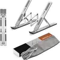 Extra Strong Adjustable Laptop, Stand Riser Laptop Holder for Desk Air-Ventilation Notebook Mount, Compatible with MacBook Air, Pro, Dell, 10-15.6” (Silver Upgrade version)
