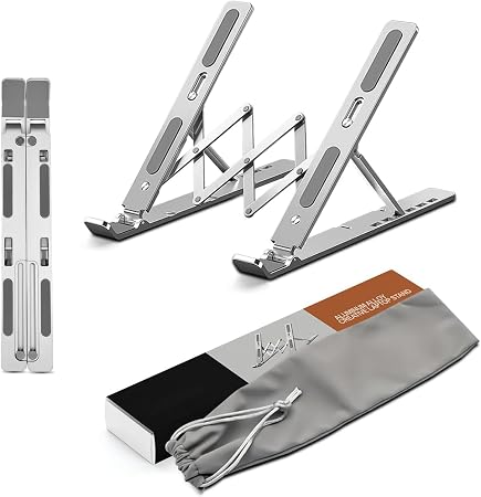 Extra Strong Adjustable Laptop, Stand Riser Laptop Holder for Desk Air-Ventilation Notebook Mount, Compatible with MacBook Air, Pro, Dell, 10-15.6” (Silver Upgrade version)