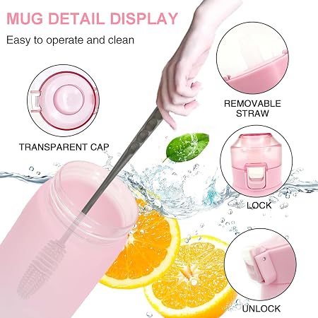 Sport water bottle 650ml, Air Up Water Bottle BPA Free, Scent Water Cup with 1 Random Flavour Pods, Leak Proof Sports Water Cup with Straw&Pods Suitable for Outdoor Sports