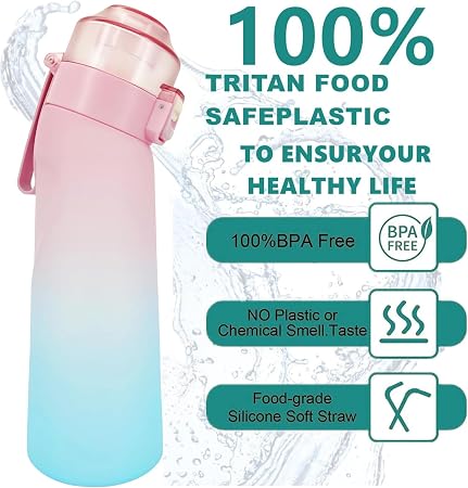 Sport water bottle 650ml, Air Up Water Bottle BPA Free, Scent Water Cup with 1 Random Flavour Pods, Leak Proof Sports Water Cup with Straw&Pods Suitable for Outdoor Sports