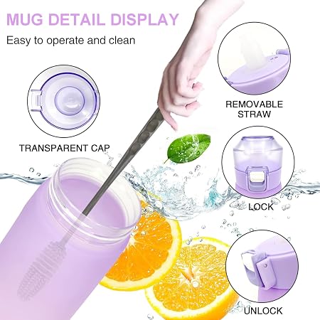 Sport water bottle 650ml, Air Up Water Bottle BPA Free, Scent Water Cup with 1 Random Flavour Pods, Leak Proof Sports Water Cup with Straw&Pods Suitable for Outdoor Sports