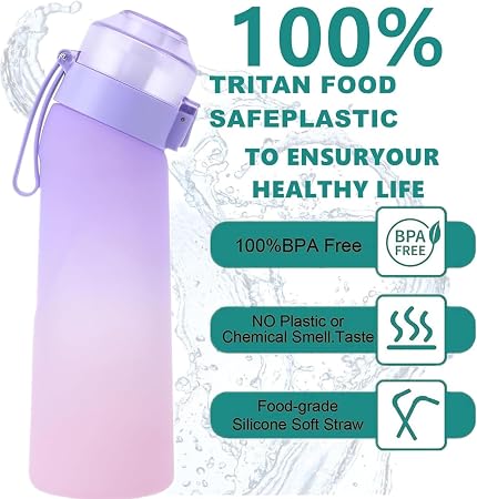 Sport water bottle 650ml, Air Up Water Bottle BPA Free, Scent Water Cup with 1 Random Flavour Pods, Leak Proof Sports Water Cup with Straw&Pods Suitable for Outdoor Sports