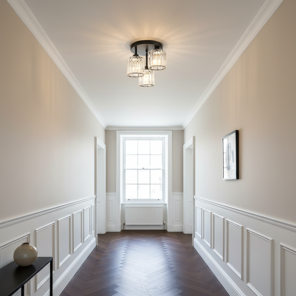 Black K9 Crystal Ceiling Light 3-Light | E27