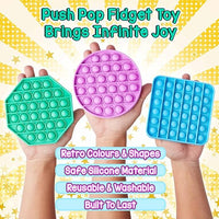 Push it Pop it Toys Pop Bubble Fidget Sensory Toy Poppet Relief for Kids Made of Silicone Rubber, Non-Toxic, Durable and Washable Fidget Toy Pack, Stress Anxiety Reliever Adults & Children