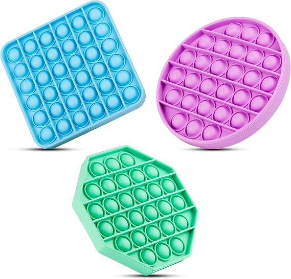 Push it Pop it Toys Pop Bubble Fidget Sensory Toy Poppet Relief for Kids Made of Silicone Rubber, Non-Toxic, Durable and Washable Fidget Toy Pack, Stress Anxiety Reliever Adults & Children