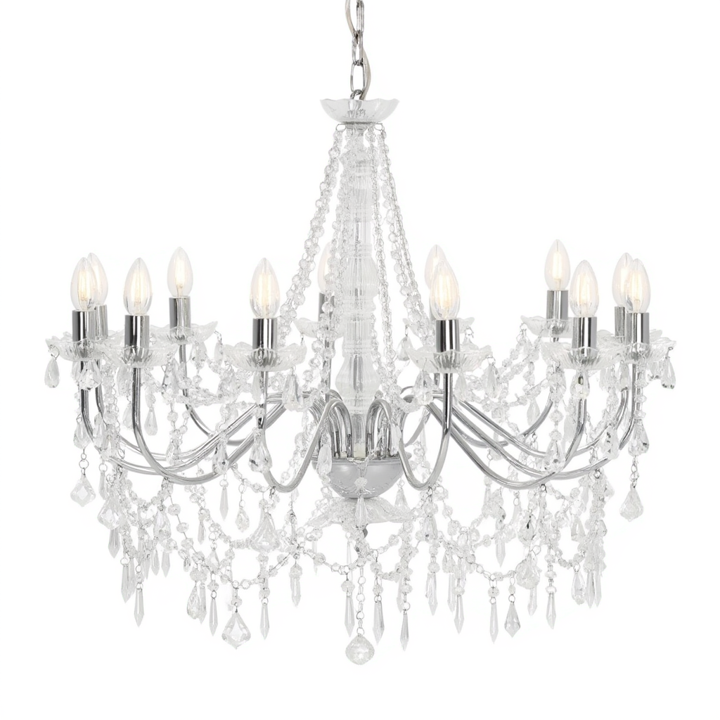 Black Beaded Crystal Chandelier 12-Light | E14 Dimmable