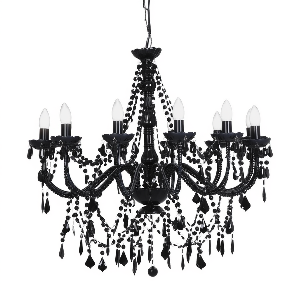 Black Beaded Crystal Chandelier 12-Light | E14 Dimmable