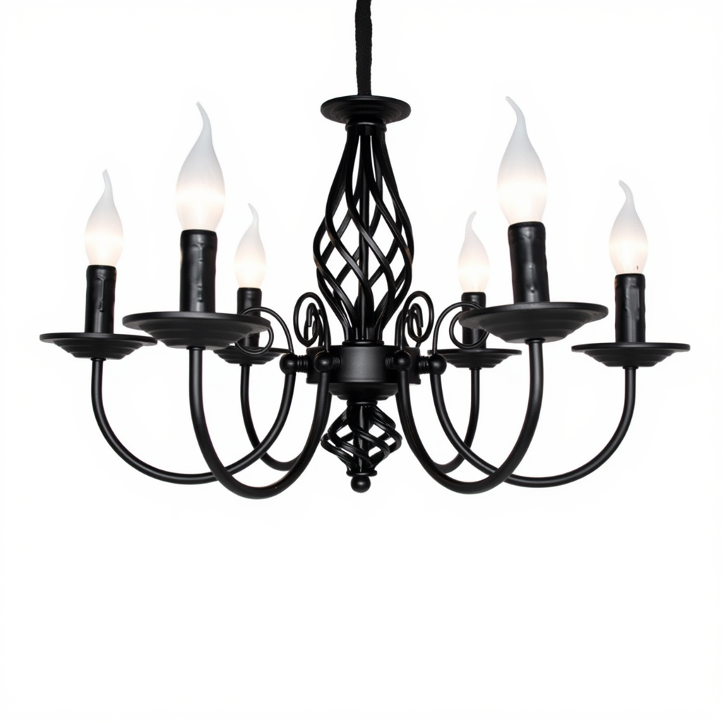 Black Candle Chandelier 6-Light | 58cm | E14 Sockets