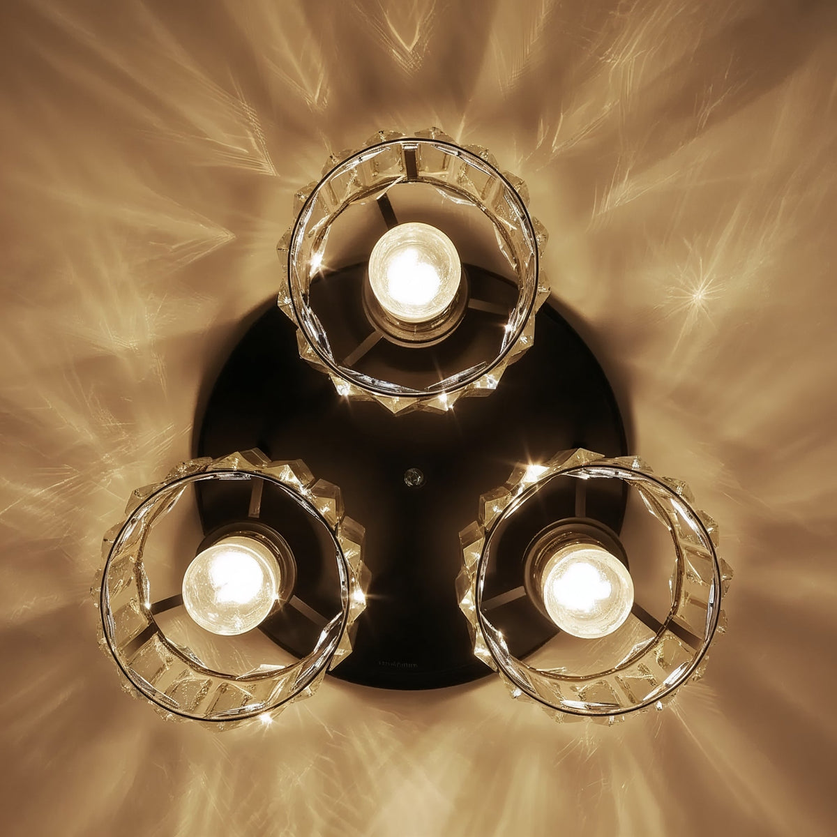 Black K9 Crystal Ceiling Light 3-Light | E27