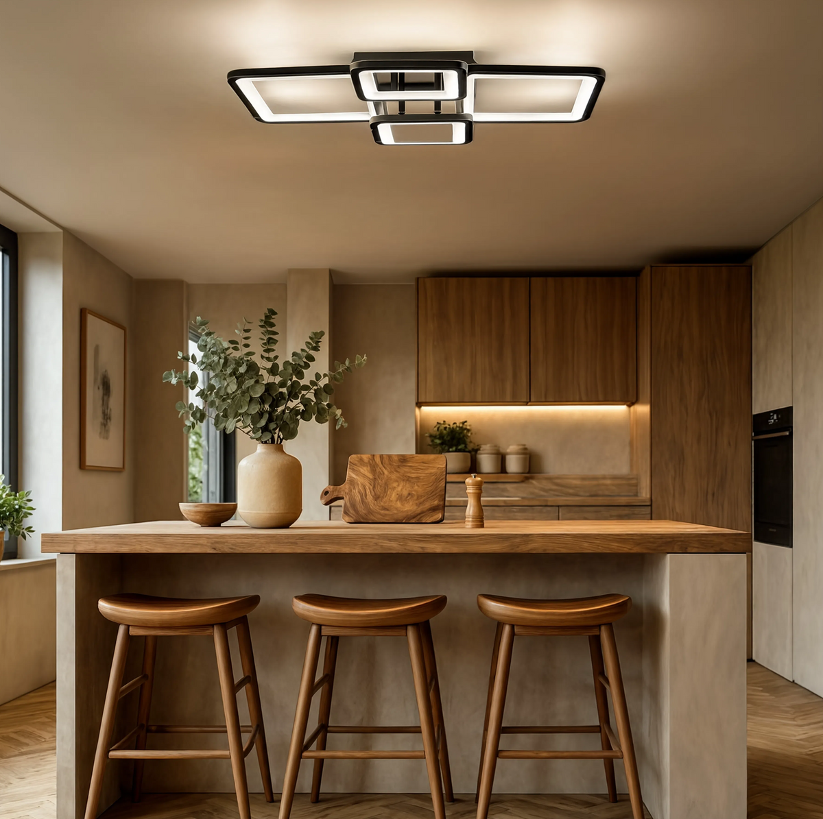Black Square LED Ceiling Light | Dimmable | App & Remote