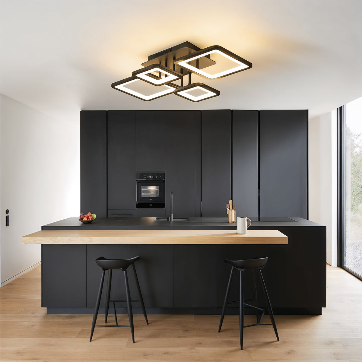 Black Square LED Ceiling Light | Dimmable | App & Remote