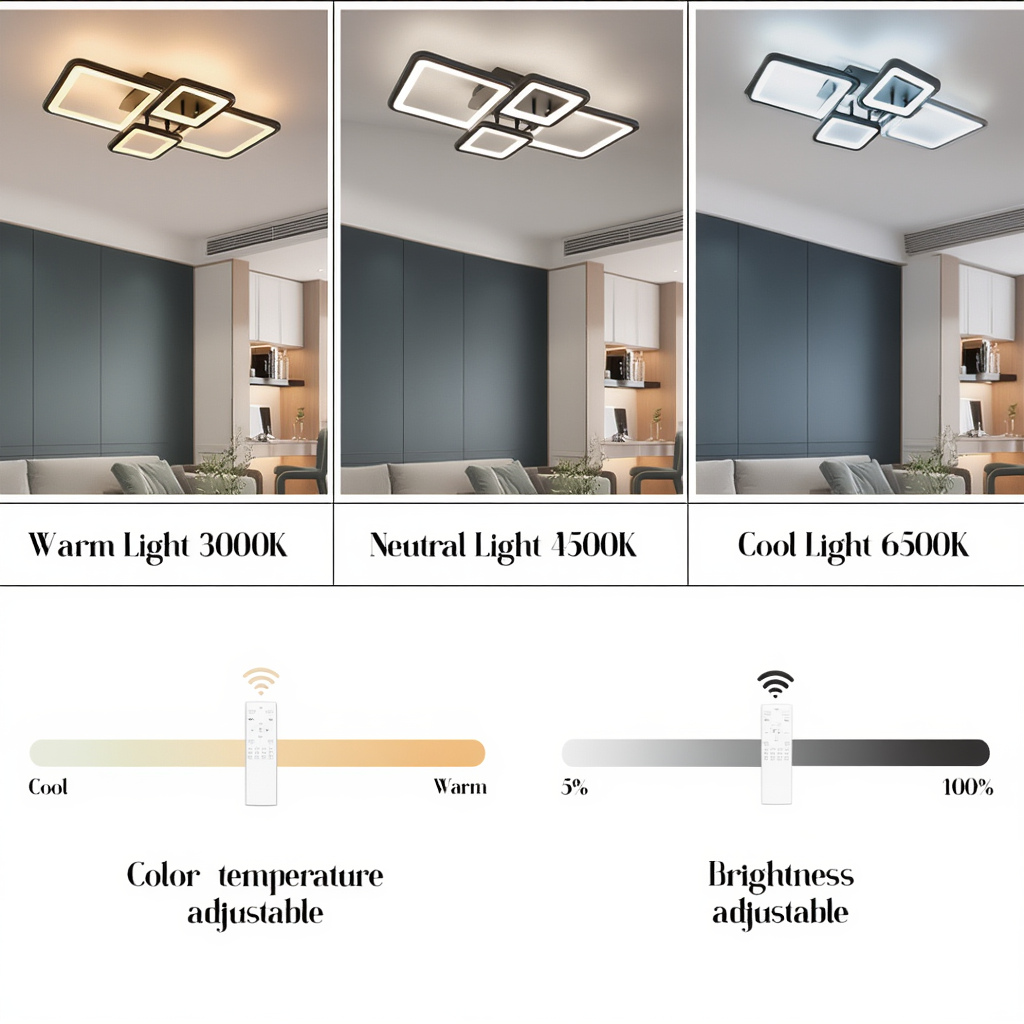 Black Square LED Ceiling Light | Dimmable | App & Remote