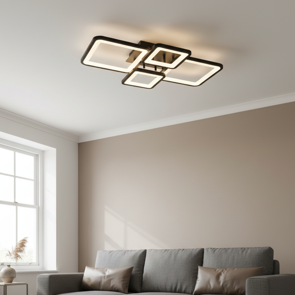Black Square LED Ceiling Light | Dimmable | App & Remote