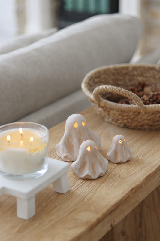 Set of 3 Terracotta LED Ghosts