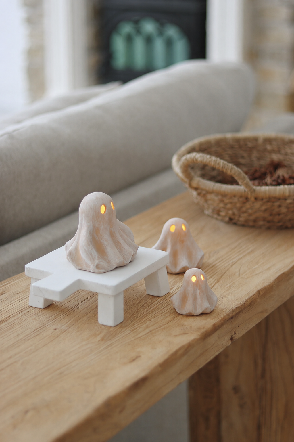 Set of 3 Terracotta LED Ghosts