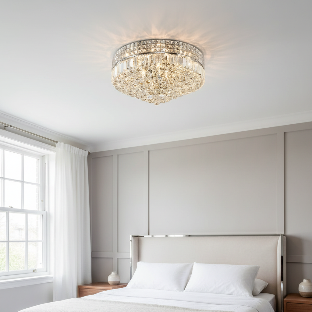 Chrome Crystal Ceiling Light 42cm | 5-Light E14 | Dimmable