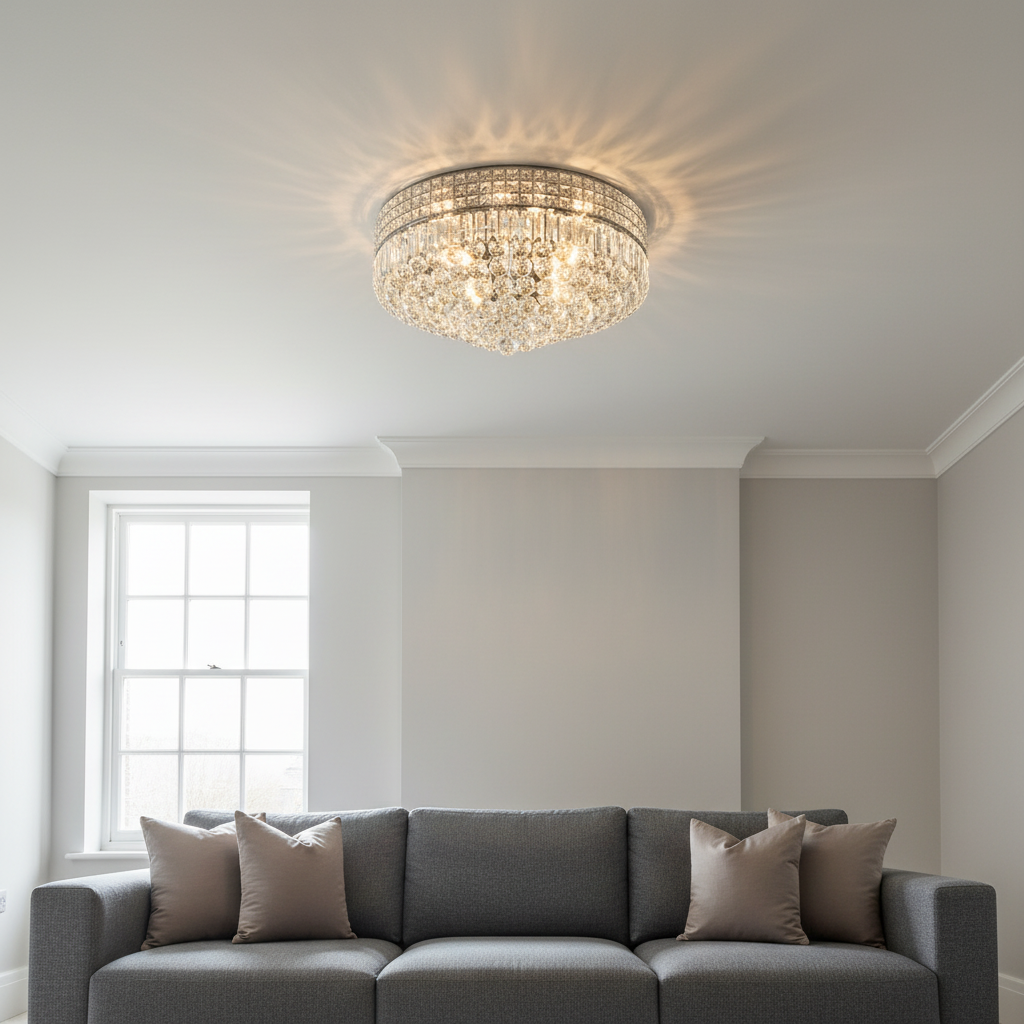 Chrome Crystal Ceiling Light 42cm | 5-Light E14 | Dimmable