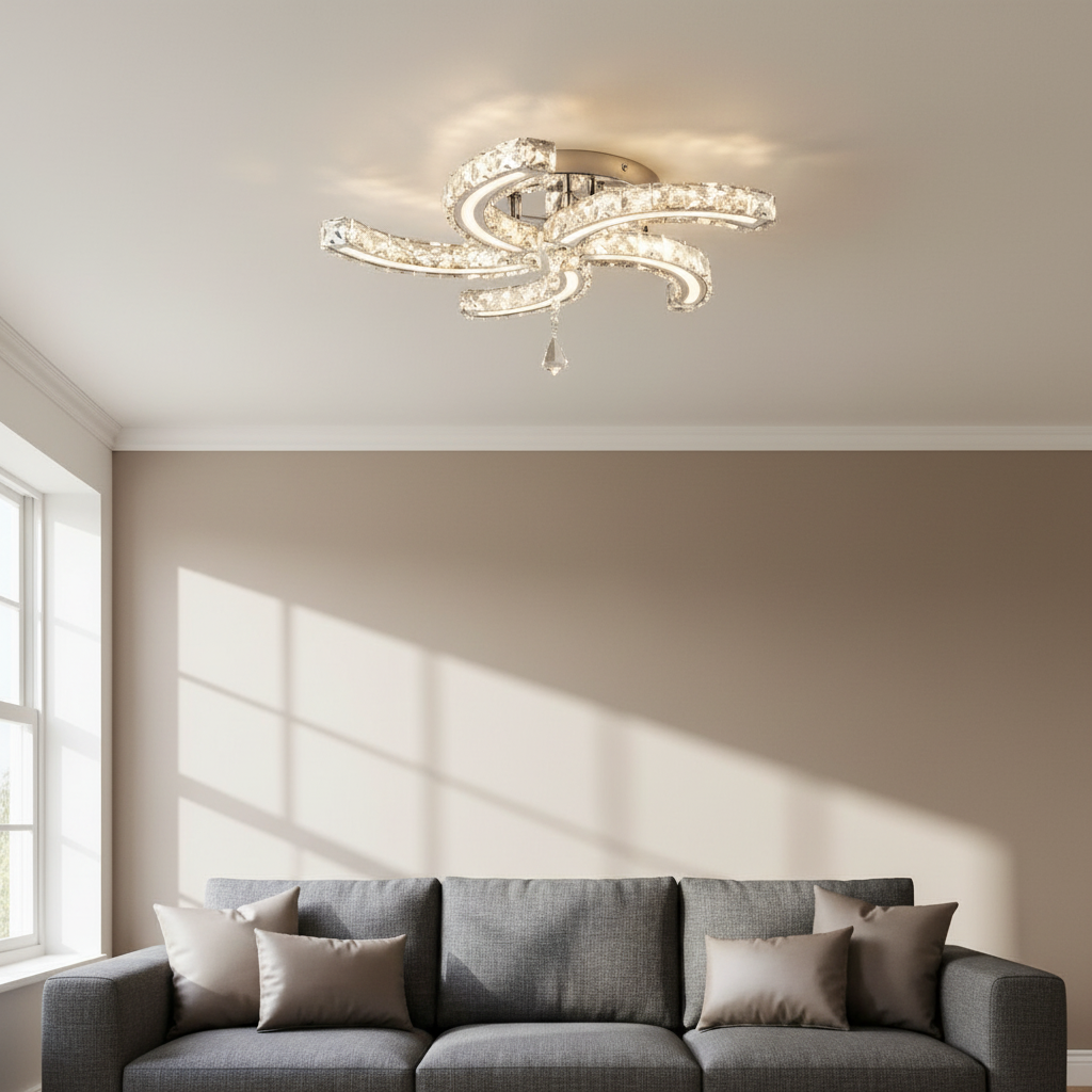 Chrome Crystal Flower Ceiling Light | Dimmable | App Control
