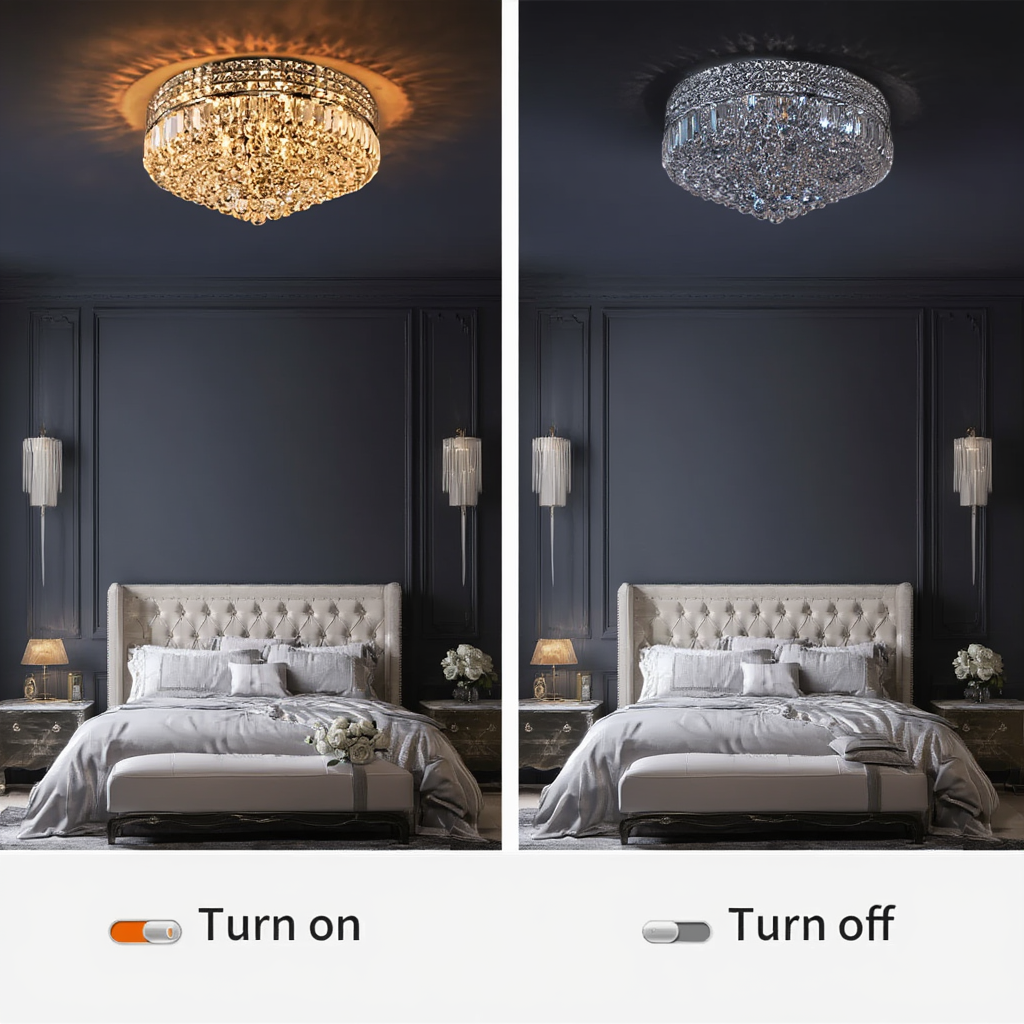 Chrome Crystal Ceiling Light 42cm | 5-Light E14 | Dimmable