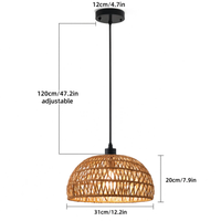 Rattan Dome Pendant Light 31cm | Farmhouse| E27 Included