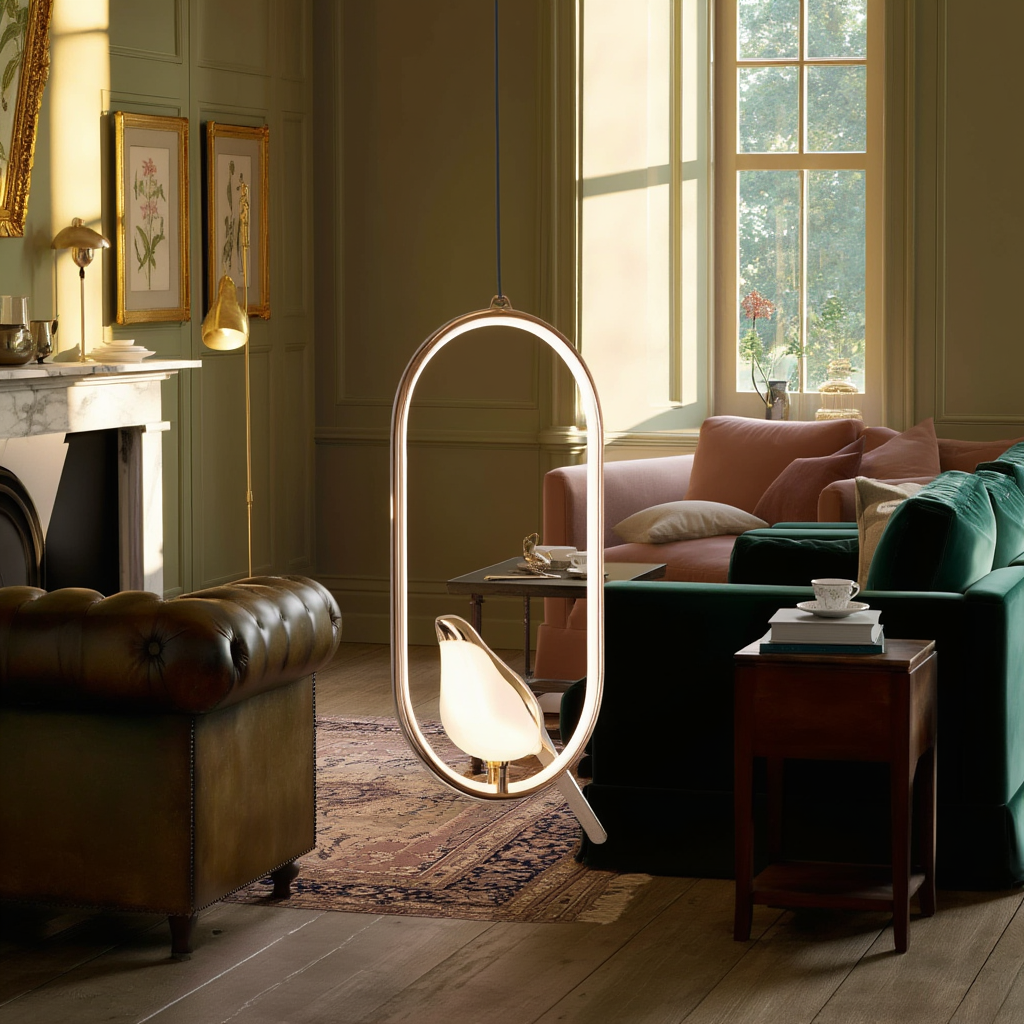 Gold Bird LED Pendant Light | Sculptural | Adjustable Height