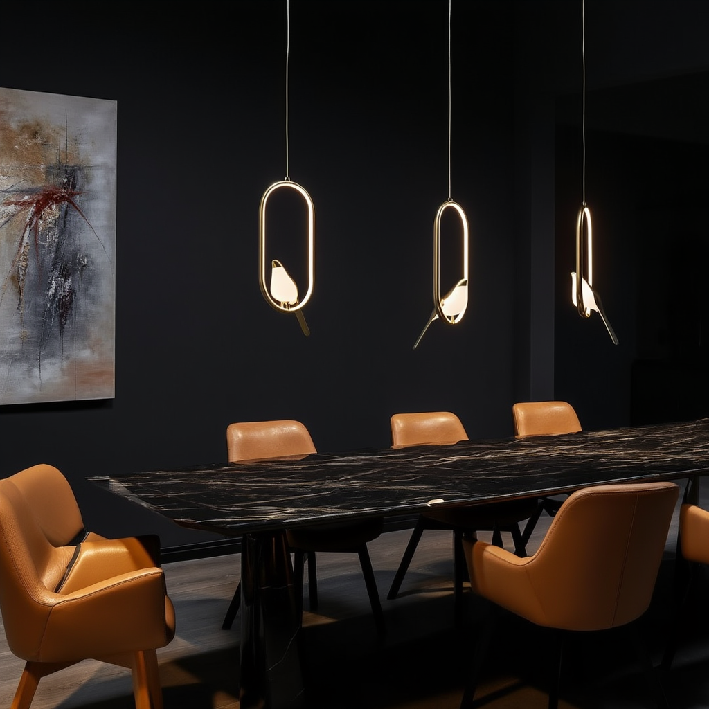 Gold Bird LED Pendant Light | Sculptural | Adjustable Height