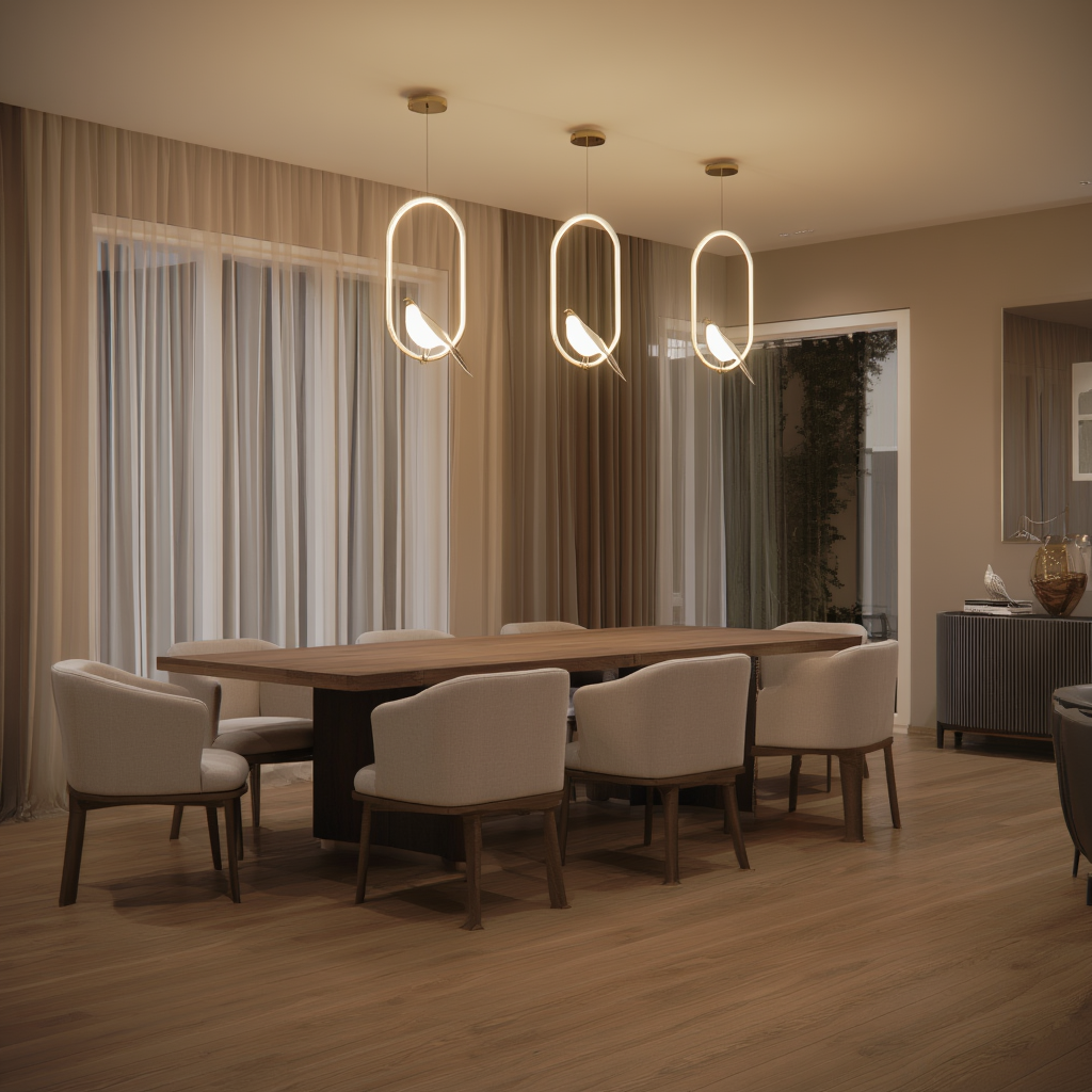 Gold Bird LED Pendant Light | Sculptural | Adjustable Height